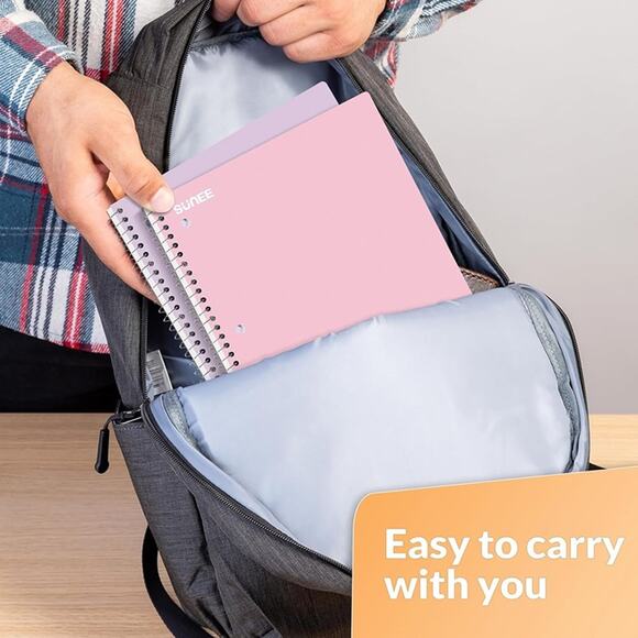 SUNEE Spiral Notebooks, 6 Pack, 1-Subject, College Ruled Paper, 8" x 10-1/2", - Picture 7 of 8